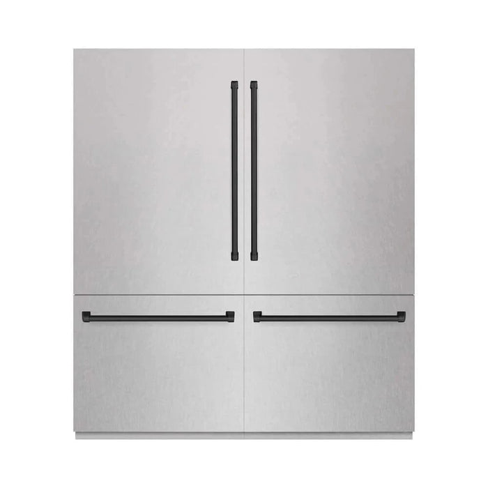 ZLINE 72" Built-In Bottom Freezer Refrigerator,Water Dispenser, Ice Maker, DuraSnow® Stainless Steel Graphite Gray Matte Black GRBITZ-SN-72-MB