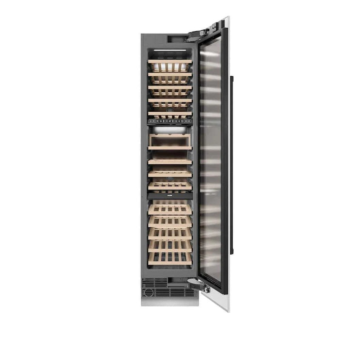 ZLINE 18"Triple Zone 68 Bottle Right Hinge Column Wine Cooler, White Matte Stainless Steel Matte Black RCWVRZ-WM-18-MB