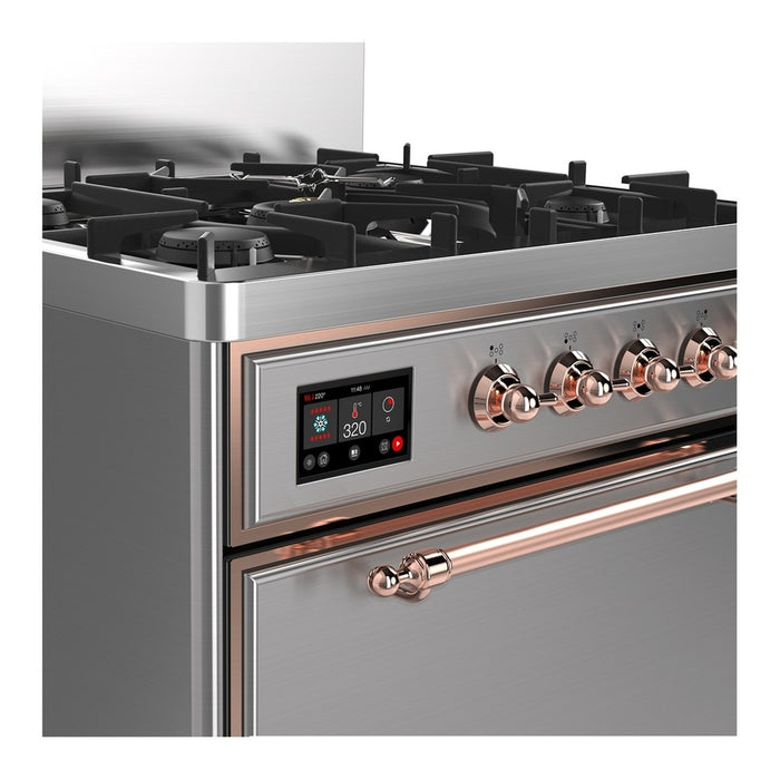 ILVE Majestic III 30" Dual Fuel Range, Stainless Steel Copper Trim UM30QNR3SSP