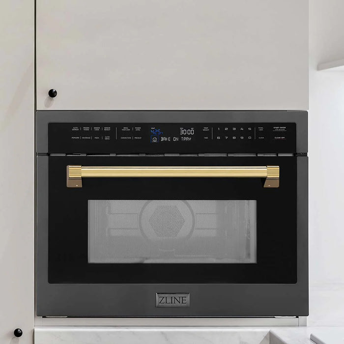 ZLINE 24" Convection Microwave, Black Stainless, Gold MWOZ-24-BS-G