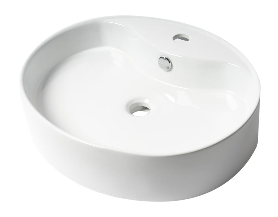ALFI brand White 22" Oval Above Mount Ceramic Sink, Faucet Hole ABC910