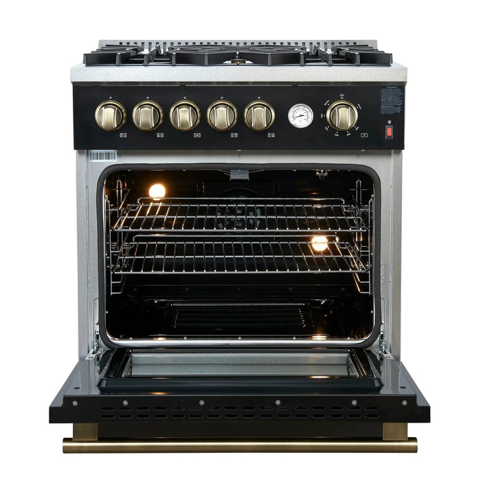 FORNO Giovanni 30" Gas on Gas Range FFSGS6274-30BLK