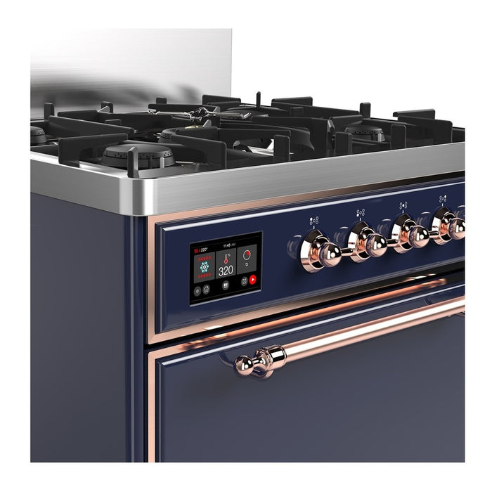 ILVE Majestic III 30" Dual Fuel Range, Midnight Blue Copper Trim UM30QNR3MBP