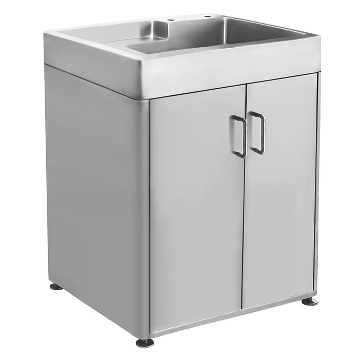 Whitehaus Pearlhaus Brushed Stainless Steel Cabinet, Sink WH33209-CAB-NP