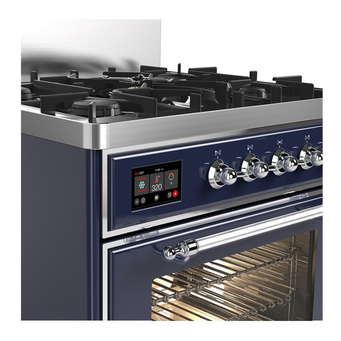 ILVE Majestic III 30" Dual Fuel Range, Blue, Chrome Trim UM30NR3MBC