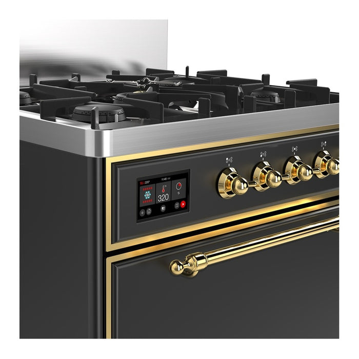 ILVE Majestic III 30" Dual Fuel Range, Matte Graphite Brass Trim UM30QNR3MGG