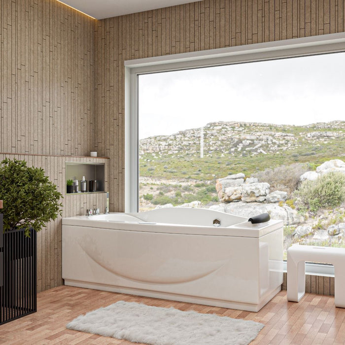 EAGO 6 ft Right Drain Acrylic White Whirlpool Bathtub, Fixtures AM189ETL-L