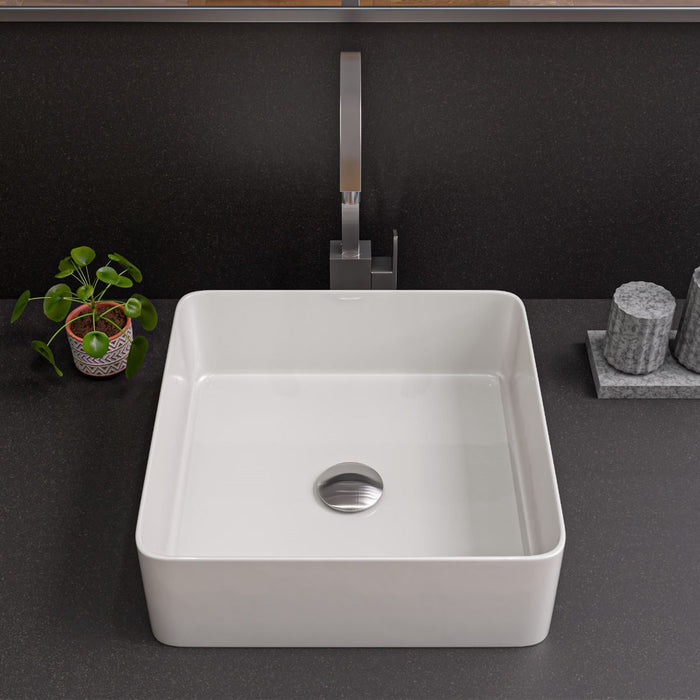 ALFI brand 16" Modern Square Above Mount Ceramic Sink ABC903