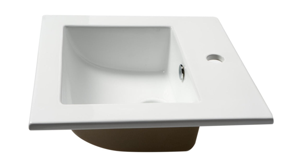 ALFI brand White 17" Square Drop In Ceramic Sink, Faucet Hole ABC801