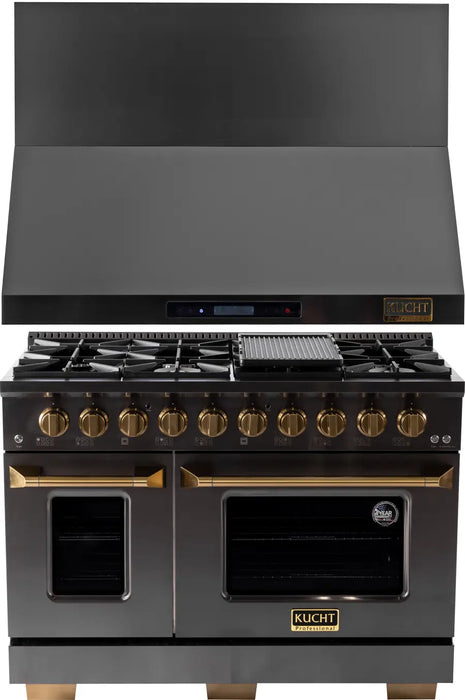 Kucht 2 Piece Kitchen Appliances Package with Gas Range in Titanium KEG483-KRH483A-C