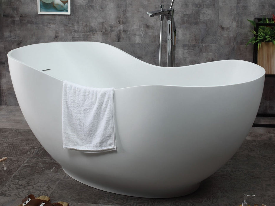 ALFI brand 66" White Solid Surface Smooth Resin Soaking Bathtub AB9949