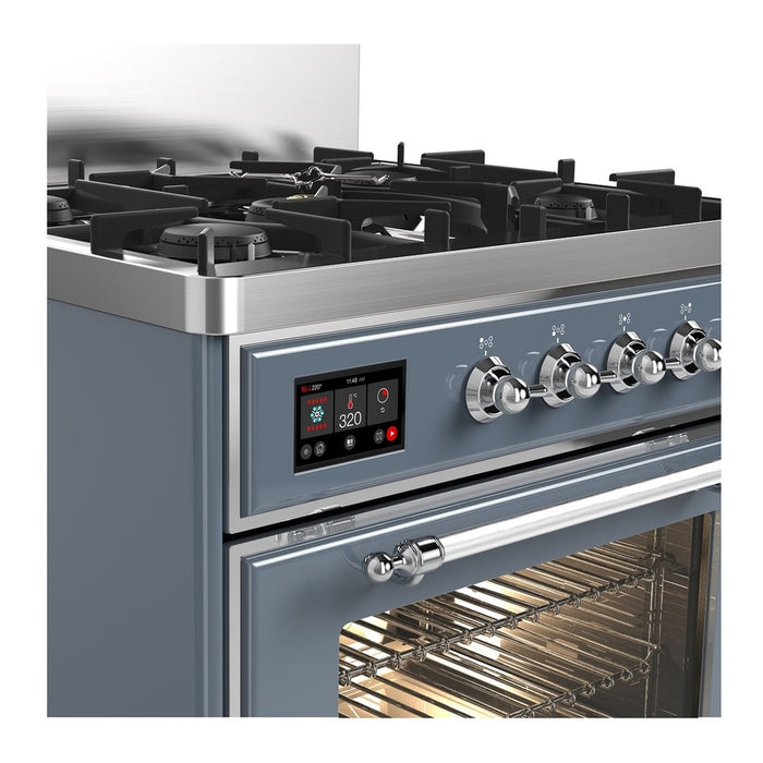 ILVE Majestic III 30" Dual Fuel Range Blue Grey, Chrome Trim UM30NR3BGC