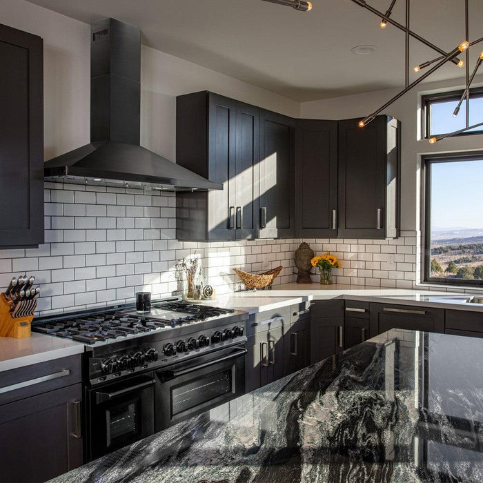 ZLINE Wall Range Hood, Black Stainless Steel, Charcoal Filters BSKBN-CF