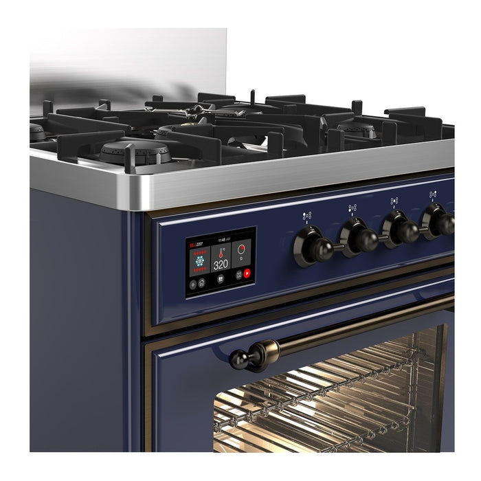 ILVE Majestic III 30"Dual Fuel Range Blue Burnished Trim UM30NR3MBB