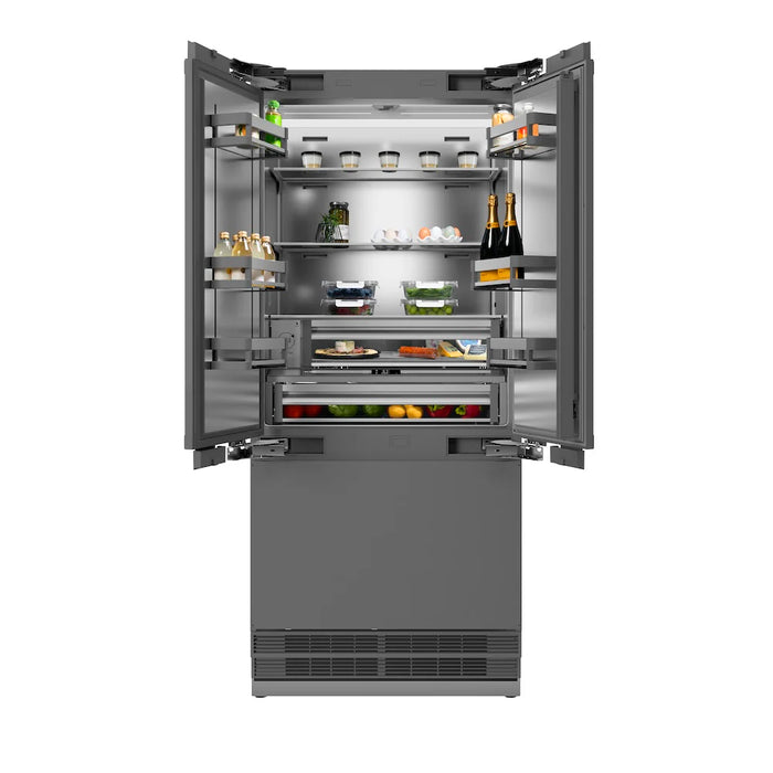 ZLINE Autograph Edition 36" Panel Ready French Door Built-In Bottom Freezer Refrigerator SRBIVZ-36-CB