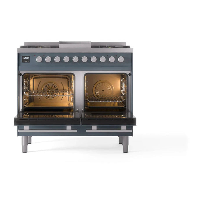ILVE 40"Professional Plus Dual Fuel Range, Blue Grey UPD40FQMPBG