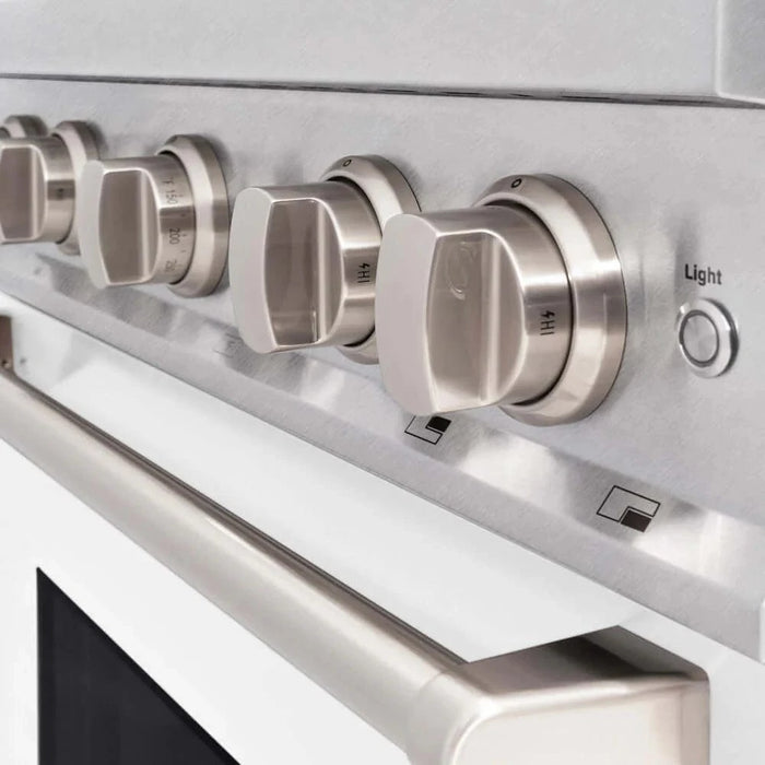 ZLINE 30"Classic Gas Range, Convection Gas Oven, DuraSnow® Stainless Steel, White Matte Door CGRS-WM-30