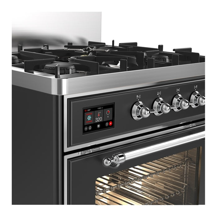 ILVE Majestic III 30' Dual Fuel Range Matte Graphite Chrome Trim UM30NR3MGC