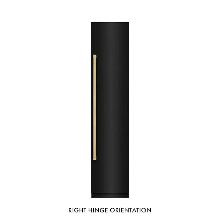 ZLINE 18" Right Hinge Column Freezer Black Stainless Steel, Graphite Gray Interior Champagne Bronze RCFVRZ-BS-18-CB