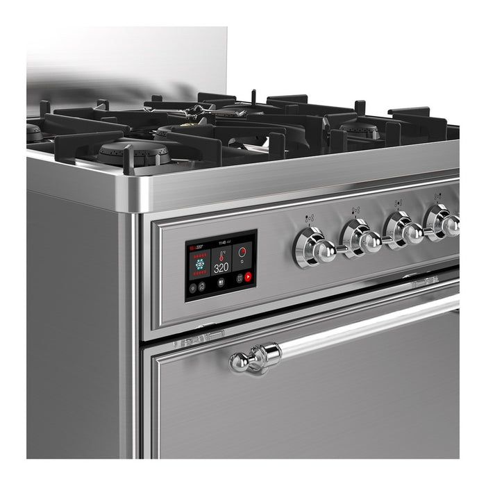 ILVE Majestic III 30" Dual Fuel Range, Stainless Steel Chrome Trim UM30QNR3SSC