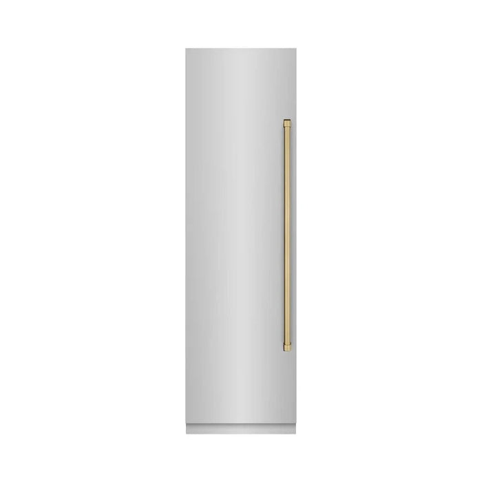 ZLINE 24" Column Freezer Stainless Steel, Graphite Gray Interior Champagne Bronze RCFVZ-304-24-CB