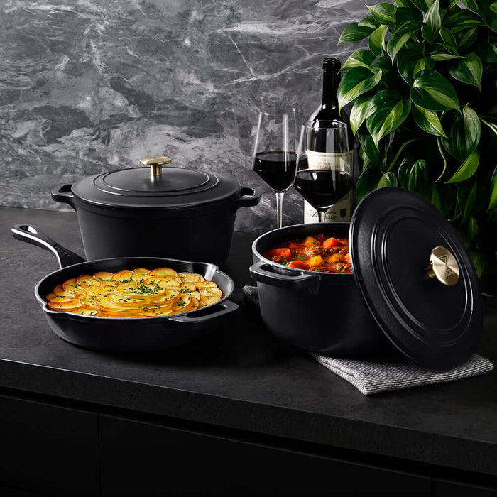 ZLINE 5-Piece Enameled Cast Iron Cookware Set, Black Matte CWSETS-BLM-5