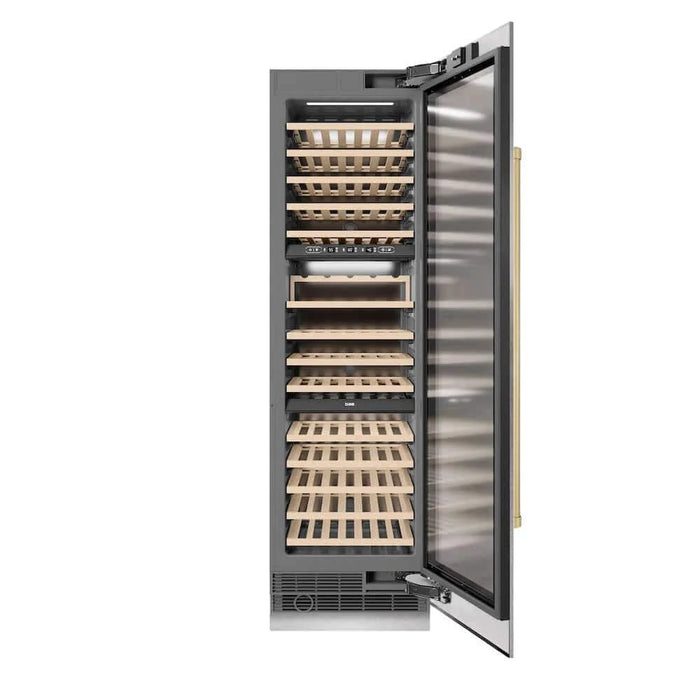 ZLINE 24"Triple Zone 100 Bottle Column Wine Cooler, DuraSnow®  Stainless Steel Champagne Bronze RCWVZ-SN-24-CB