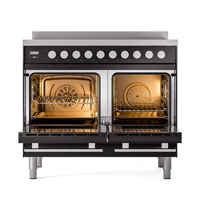 ILVE 40"Professional Plus Induction Range, Glossy Black UPDI406QMPBK