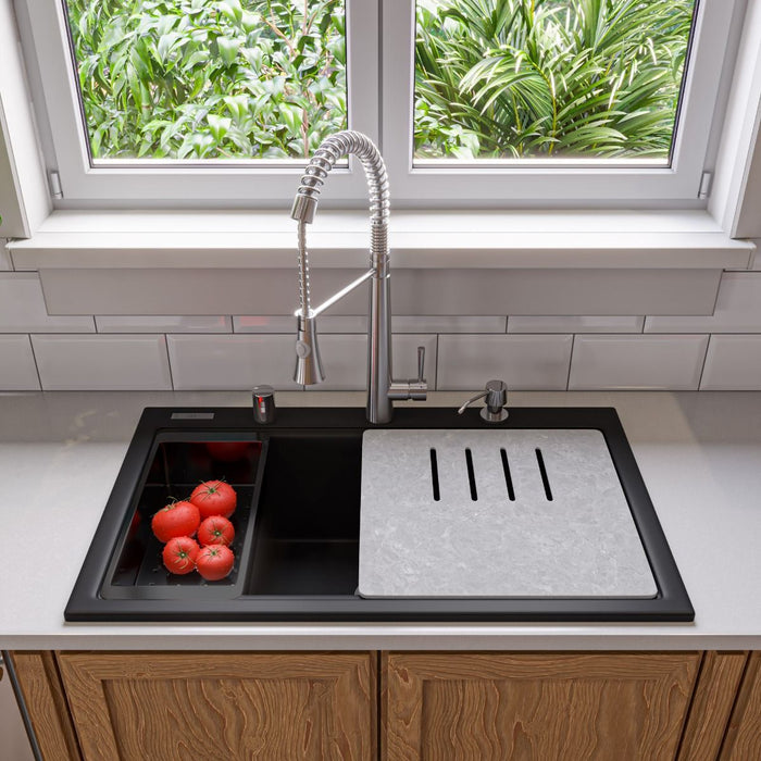 ALFI brand  34" Granite Composite Workstation Step Rim Sink, Accessories AB3418SBDI