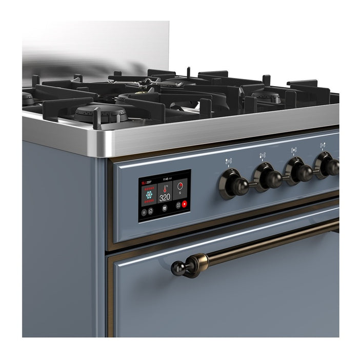 ILVE Majestic III 30" Dual Fuel Range, Blue Grey Burnished Trim UM30QNR3BGB