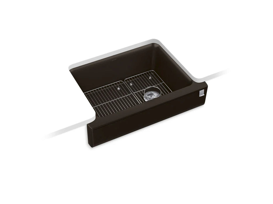 KOHLER Cairn 29-3/4" undermount single-bowl farmhouse kitchen sink, short apron K-25785