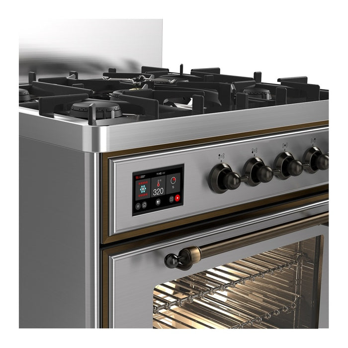 ILVE Majestic III 30" Dual Fuel Range Stainless Steel Burnished Trim UM30NR3SSB
