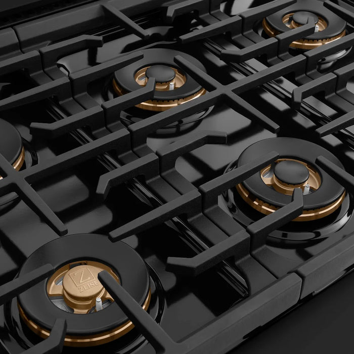 ZLINE Autograph Edition 36" Paramount Dual Fuel Range, DuoPro™ Cooktop, Electric Convection Oven, Black Stainless Steel, Helix Handle PSDRBZ-36-KCB