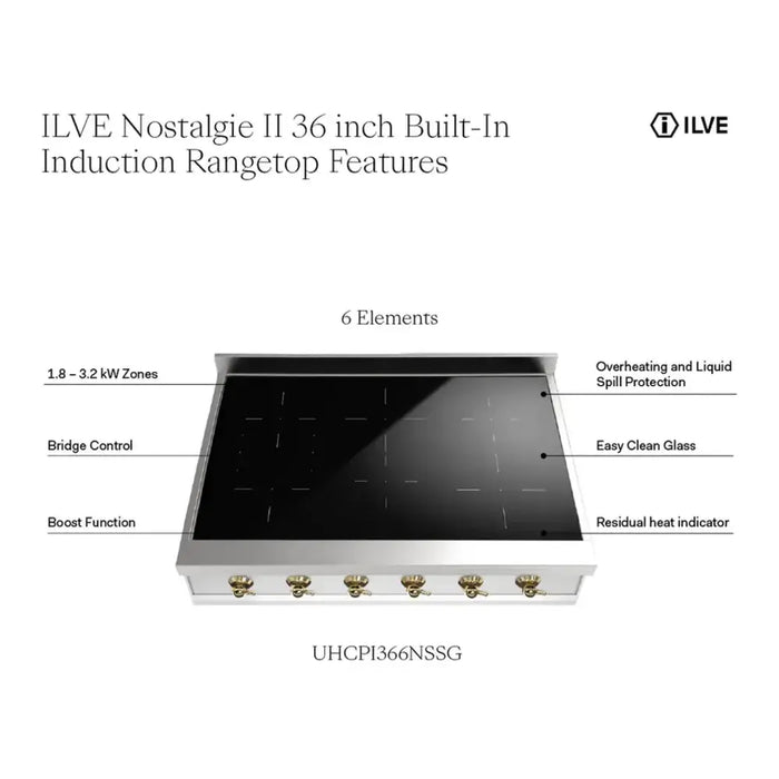 ILVE Nostalgie II 36" Built-In Induction Rangetop UHCPI366NSSB
