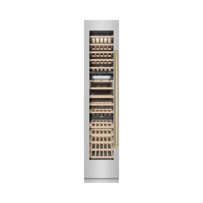 ZLINE 18"Triple Zone 68 Bottle Left Hinge Column Wine Cooler, Stainless Steel Polished Gold RCWVLZ-30418-G