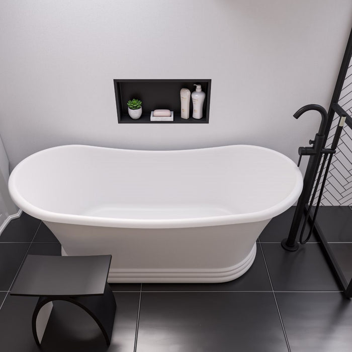 ALFI brand 67" White Matte Pedestal Solid Surface Resin Bathtub AB9950