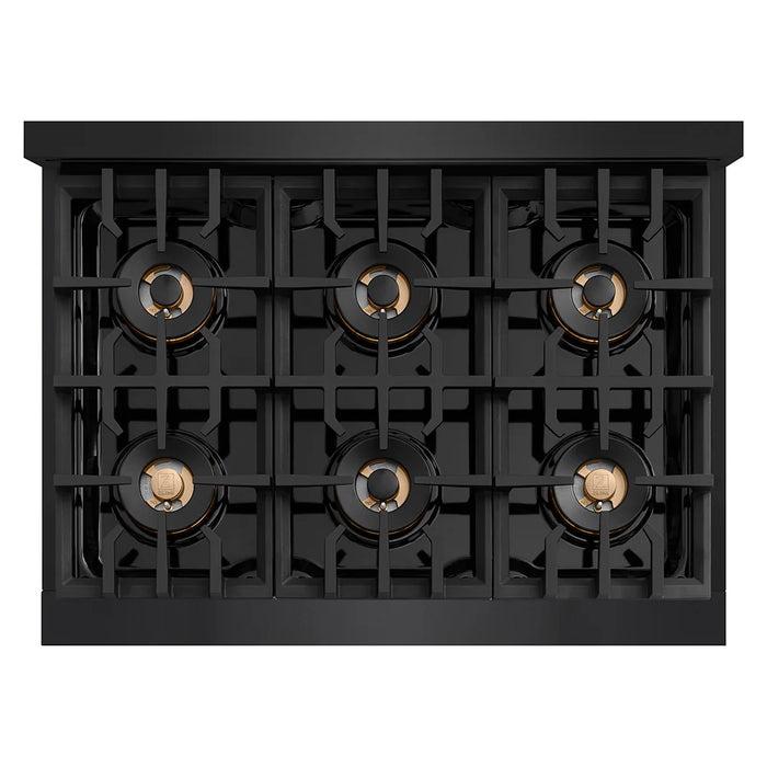 ZLINE Classic 36" Gas Range Black Stainless Steel PCGRBZ-36-CB