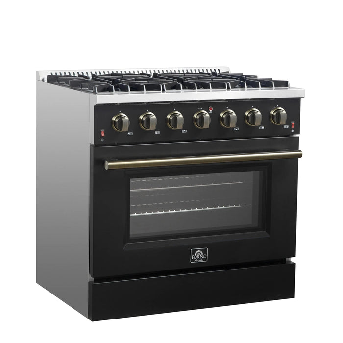 FORNO Galiano 36" Gas on Gas Range FFSGS6244-36BLK