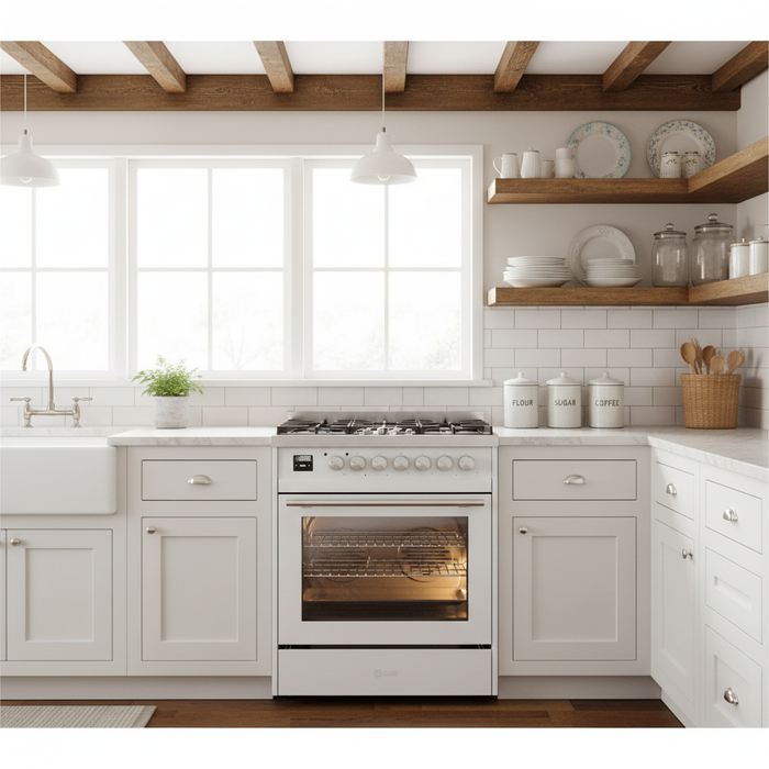 ILVE 30"Professional Plus Liquid Propane Dual Fuel Range, White UP30WMPWHLP