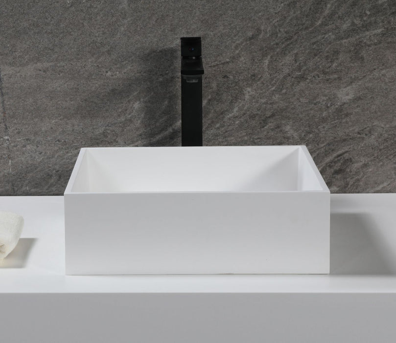 ALFI brand 14" Square White Matte Solid Surface Resin Sink ABRS14S