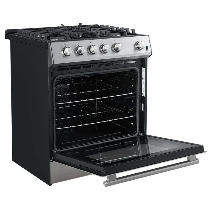 Forno Espresso 30” Gas Range, Stainless Steel, Silver Handles, FFSGS1116-30