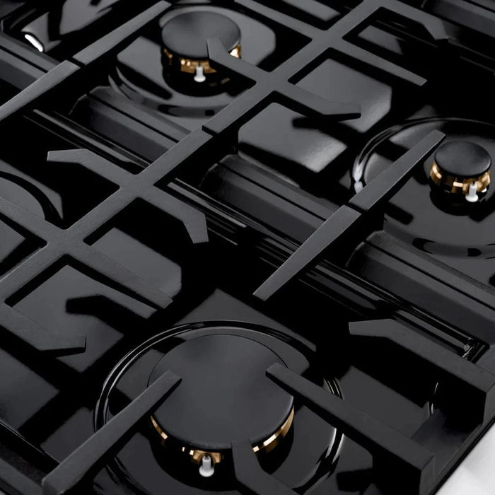 ZLINE 36" Classic Gas Range, Convection Gas Oven Black Stainless Steel Brass Burners, CGRB-BR-36