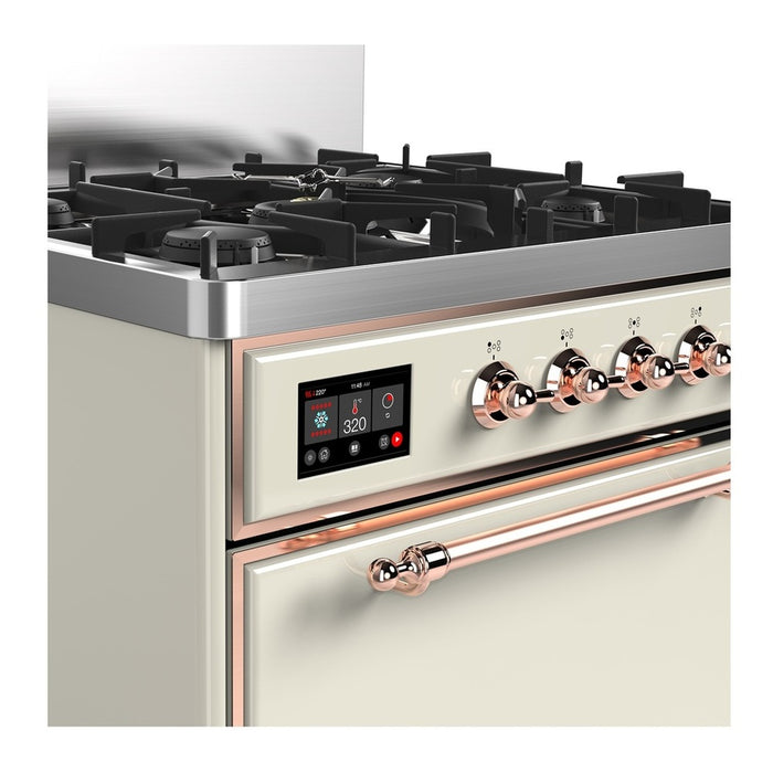 ILVE Majestic III 30" Dual Fuel Range, Antique White Copper Trim UM30QNR3AWP