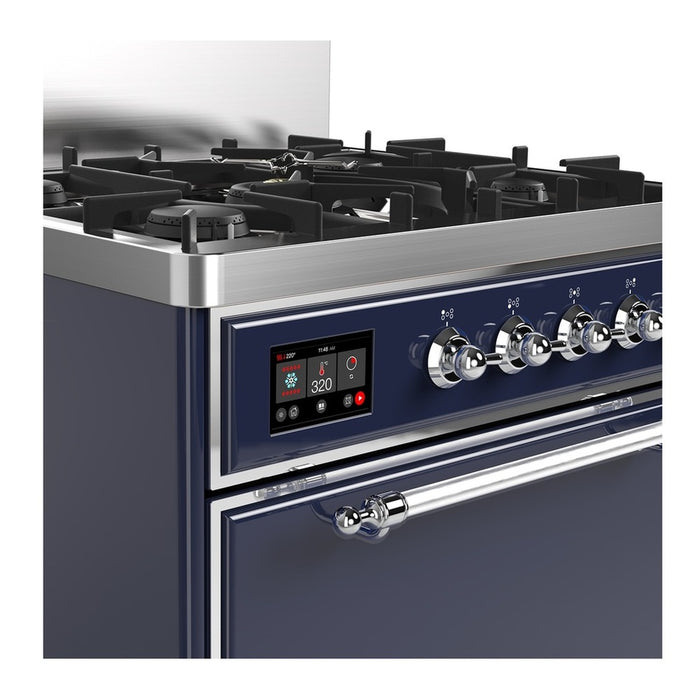 ILVE Majestic III 30" Dual Fuel Range, Midnight Blue Chrome Trim UM30QNR3MBC