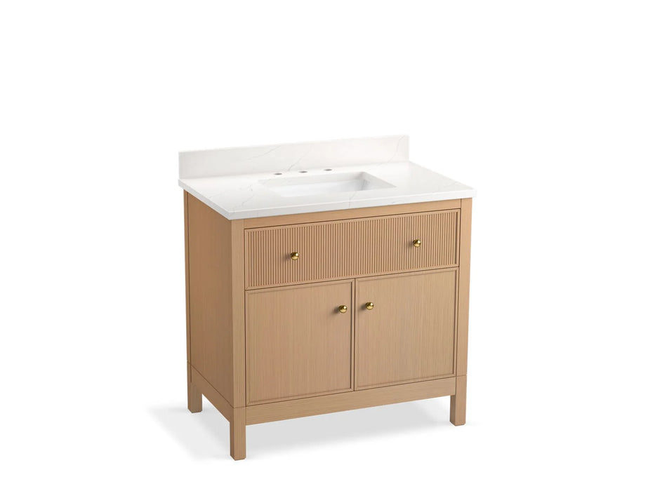 KOHLER Malin by Studio McGee 36" bathroom vanity cabinet, sinks, quartz top K-35020