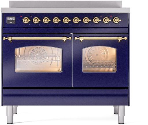 ILVE Nostalgie II 40" Electric Range, Blue, Brass Trim  UPDI406NMPMBG ILVE