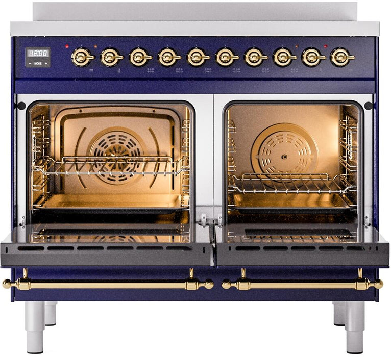 ILVE Nostalgie II 40" Electric Range, Blue, Brass Trim  UPDI406NMPMBG ILVE