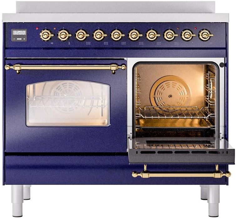 ILVE Nostalgie II 40" Electric Range, Blue, Brass Trim  UPDI406NMPMBG ILVE