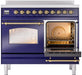 ILVE Nostalgie II 40" Electric Range, Blue, Brass Trim  UPDI406NMPMBG ILVE