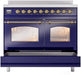 ILVE Nostalgie II 40" Electric Range, Blue, Brass Trim  UPDI406NMPMBG ILVE